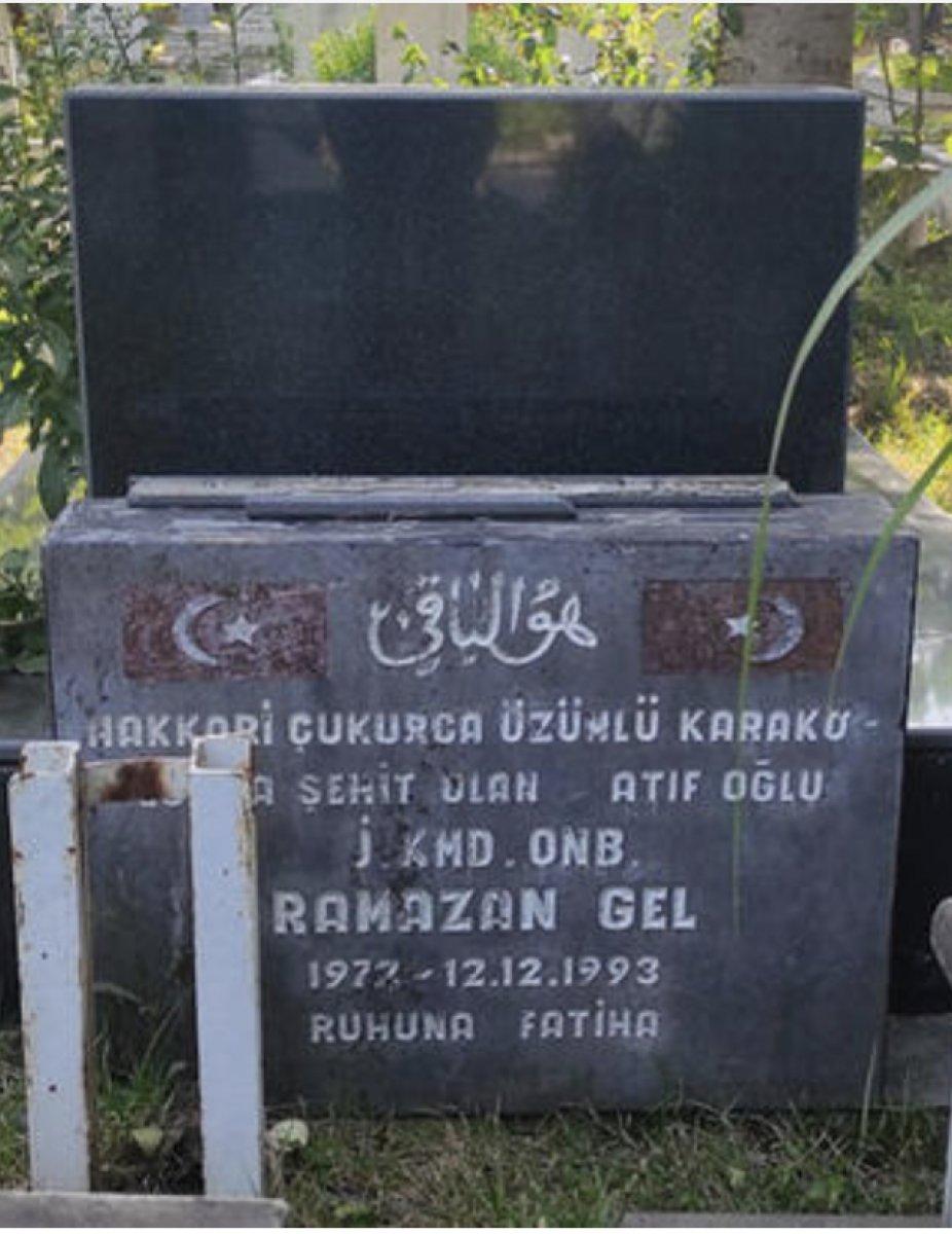 Düzce'de şehit mezarının bayrak direğini çaldılar