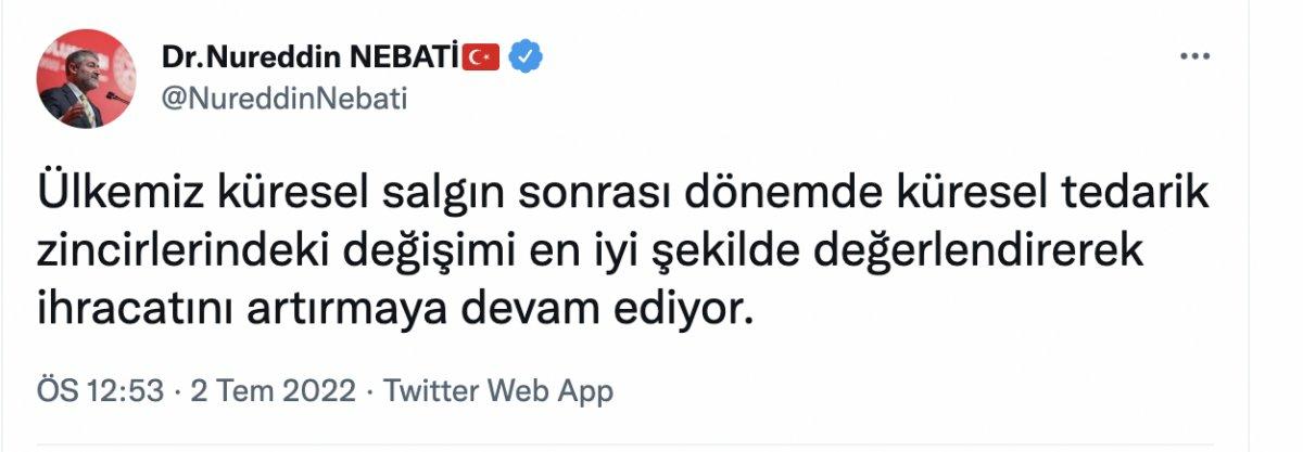 Nureddin Nebati, Haziran ayı ihracat oranını açıkladı