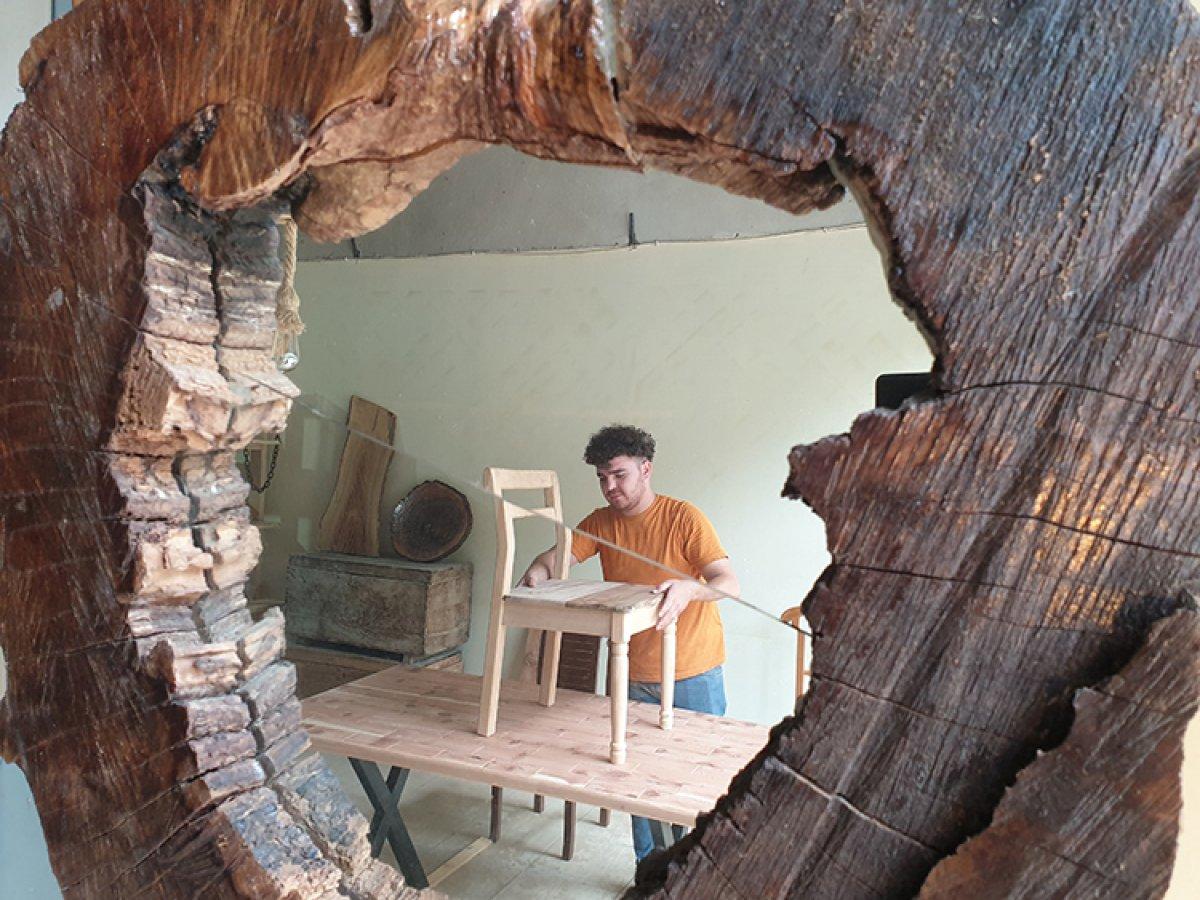 Osmaniye'de cezaevindeyken öğrendiği ahşap işlemeciliğini mesleği yaptı