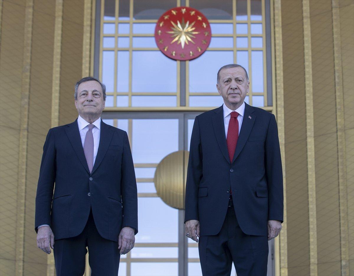 Cumhurbaşkanı Erdoğan, İtalya Başbakanı Draghi'yi karşıladı