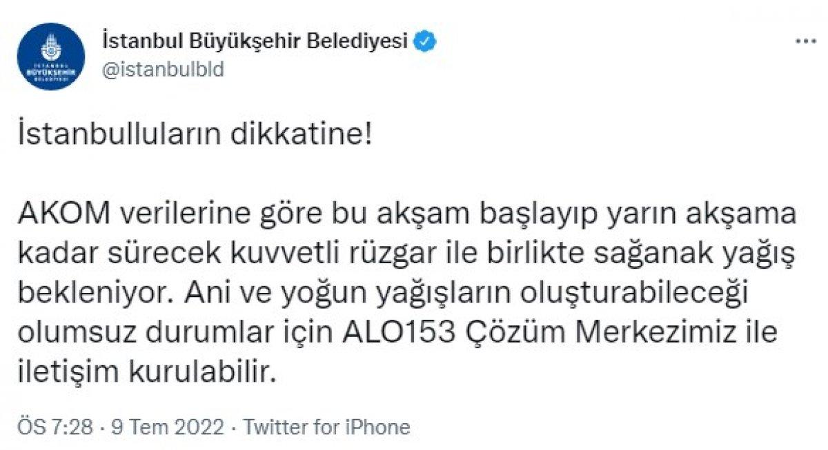 İstanbul'a sağanak yağış uyarısı