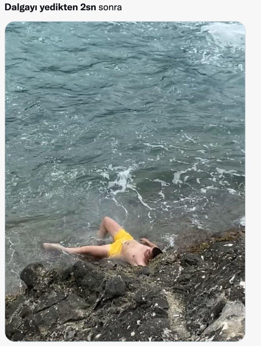 Pınar Deniz, dalgayı yedikten sonra