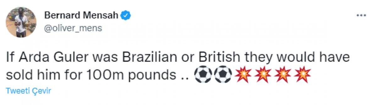 Mensah: Arda Güler Brezilyalı olsaydı 100 milyon pounddu