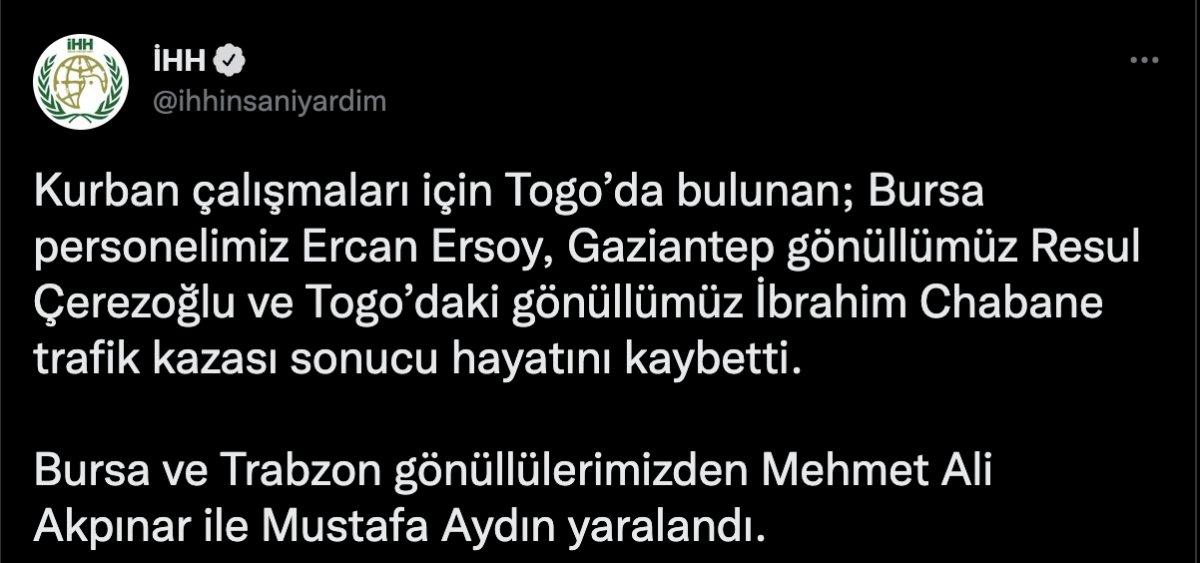 İHH ekibi, Togo'da kaza yaptı