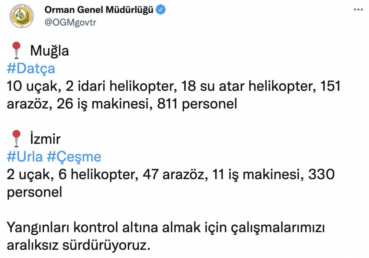 OGM: Yangınla mücadele hız kesmeden devam ediyor