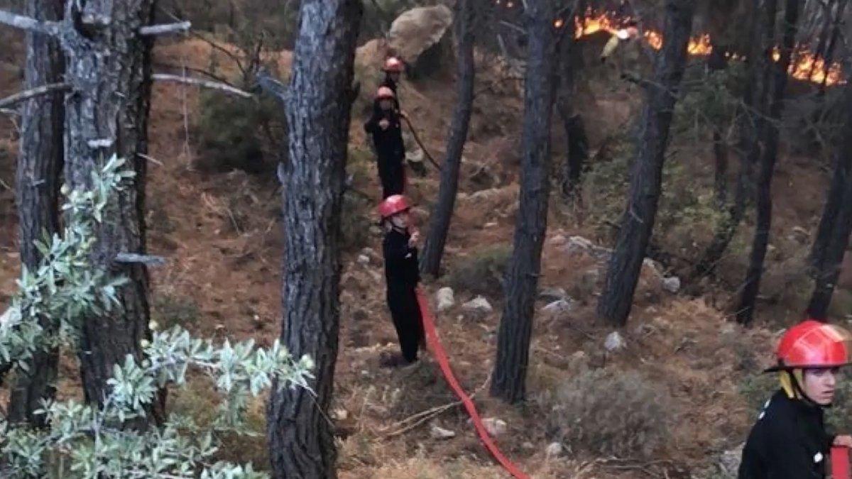 Mehmetçik, Datça’daki yangını söndürme çalışmalarına destek sağlıyor