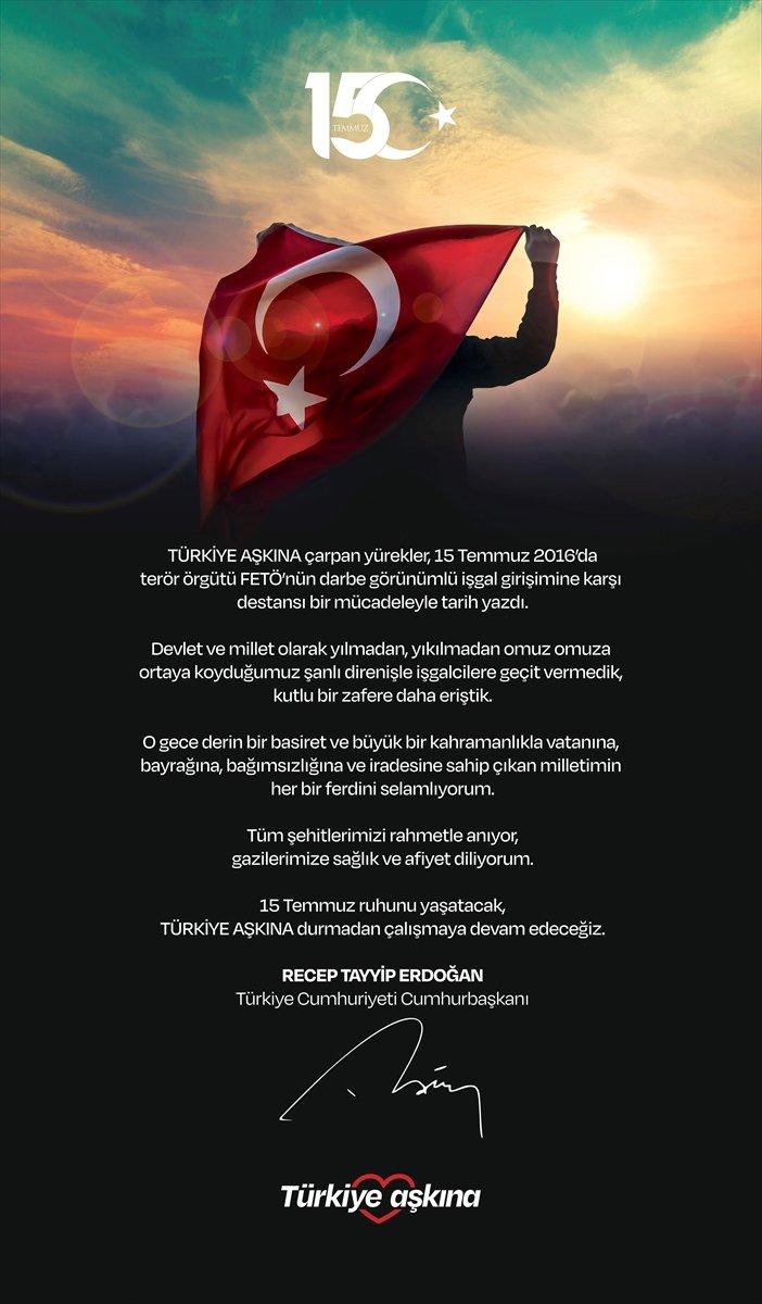 Cumhurbaşkanı Erdoğan'ın 15 Temmuz anma ilanı: İşgalcilere geçit vermedik