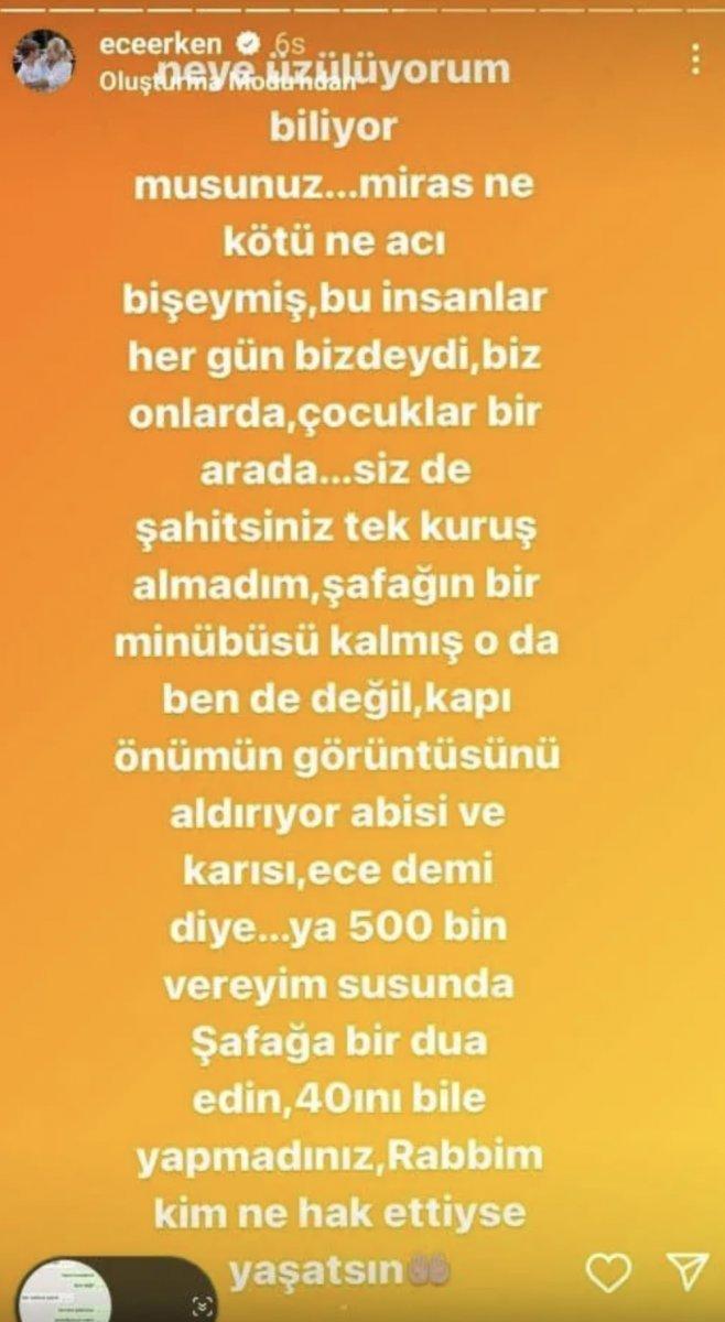 Ece Erken, öldürülen eşinin kardeşi tarafından tehdit edildiğini açıkladı