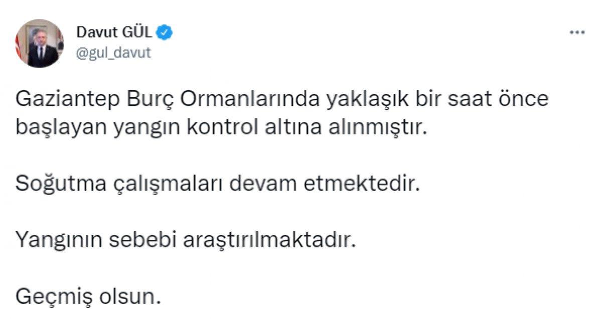 Gaziantep'te başlayan orman yangını kontrol altına alındı