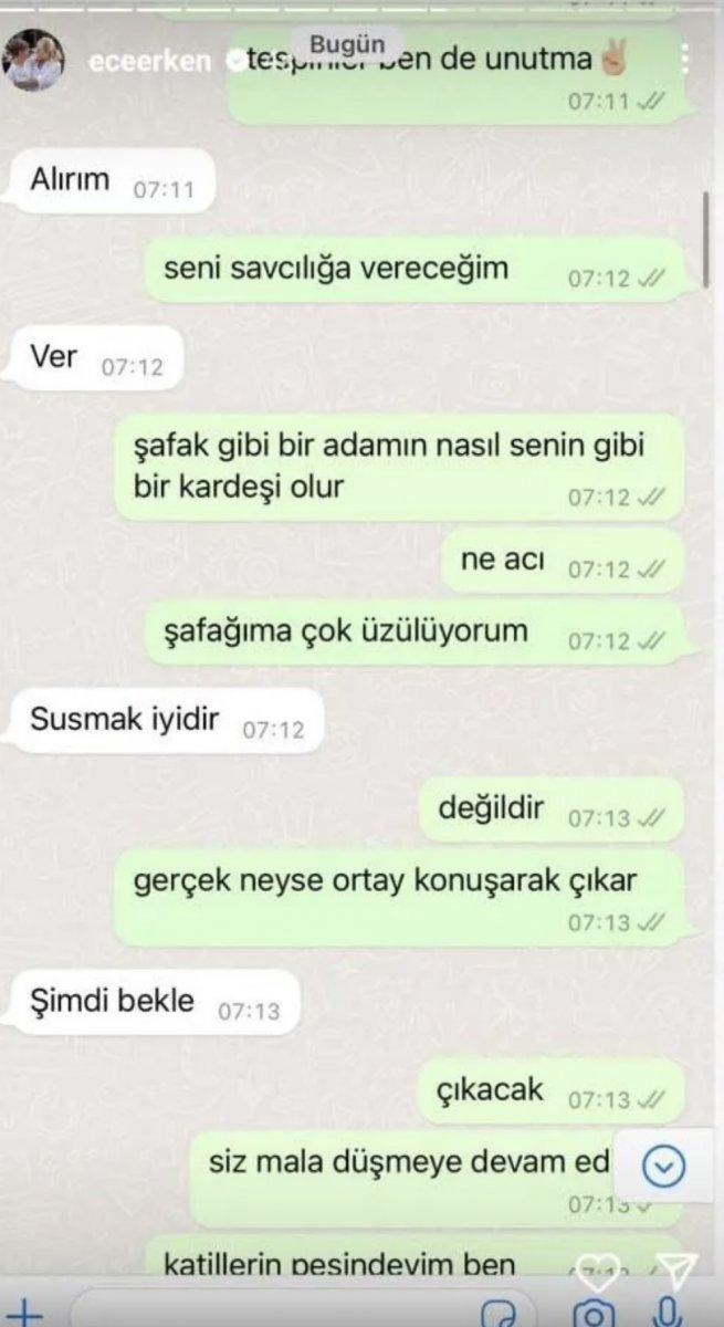 Ece Erken, öldürülen eşinin kardeşi tarafından tehdit edildiğini açıkladı