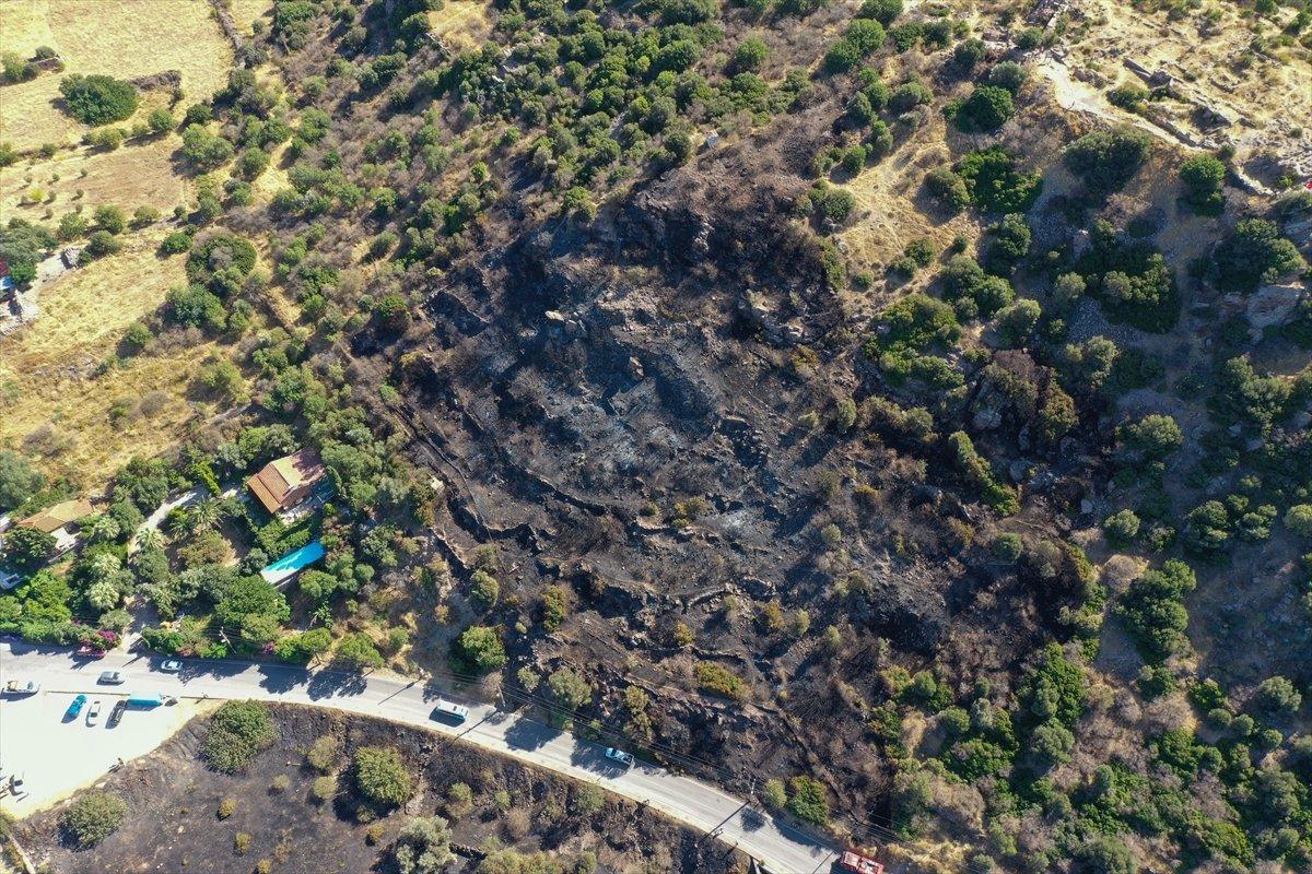 Çeşme’de yanan otluk alanda soğutma çalışmaları sürüyor