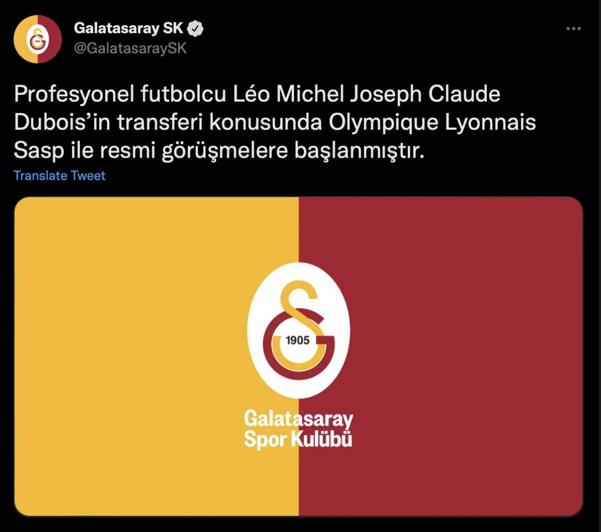 Galatasaray, Dubois'i KAP'a bildirdi