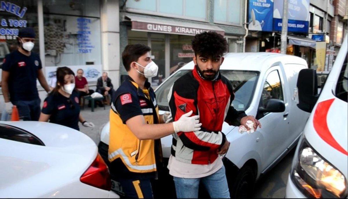 Tekirdağ'da kaza yapan motosiklet sürücüsü isyan etti