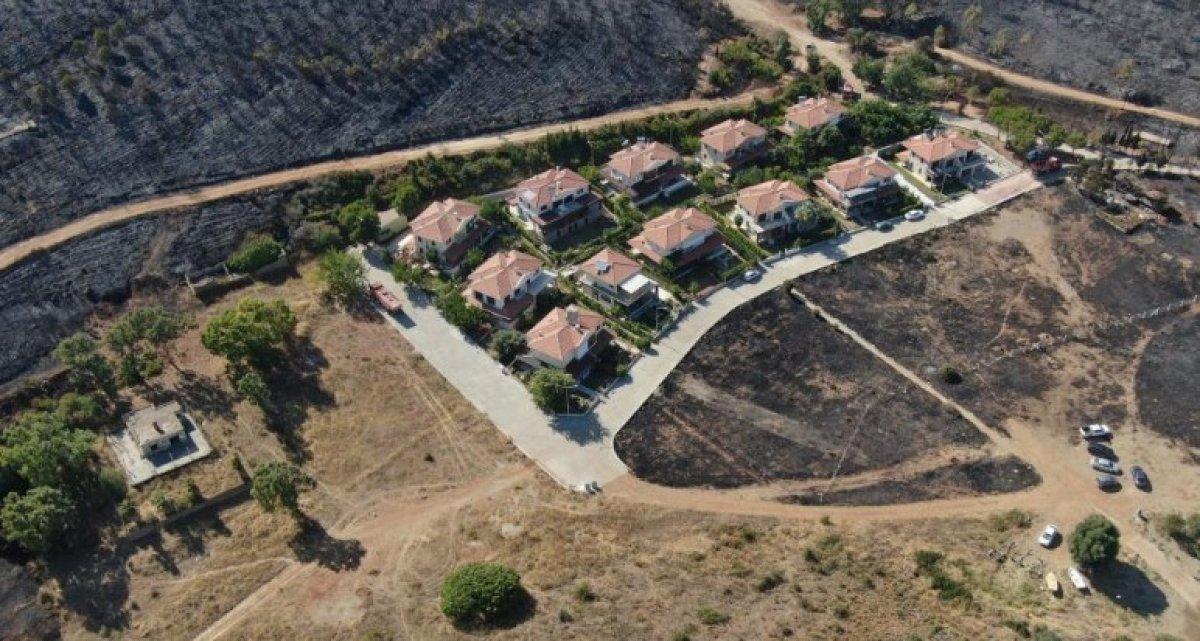 İzmir Seferihisar'da yanan alan havadan görüntülendi