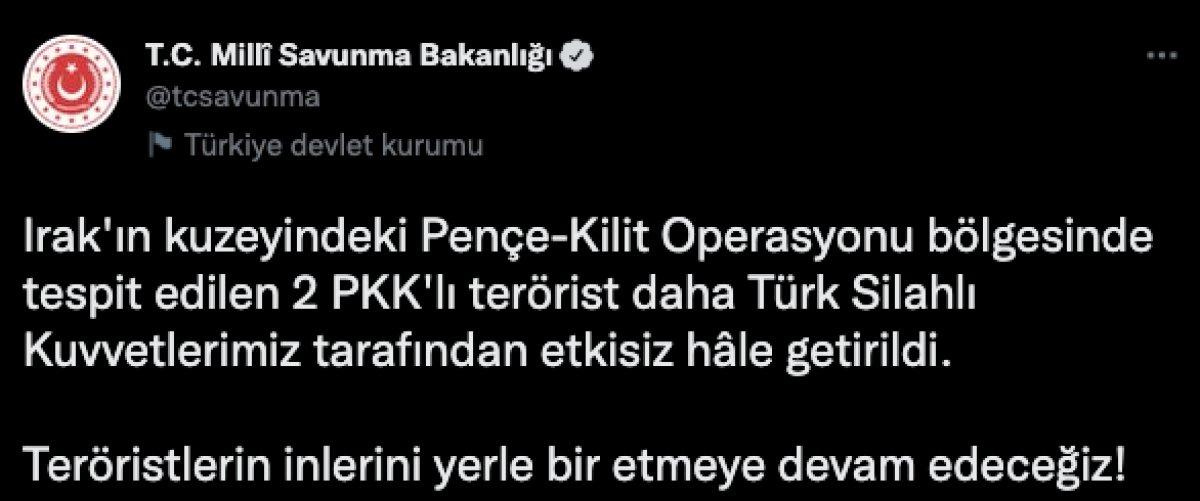 Pençe Kilit operasyon bölgesinde 2 PKK'lı öldürüldü