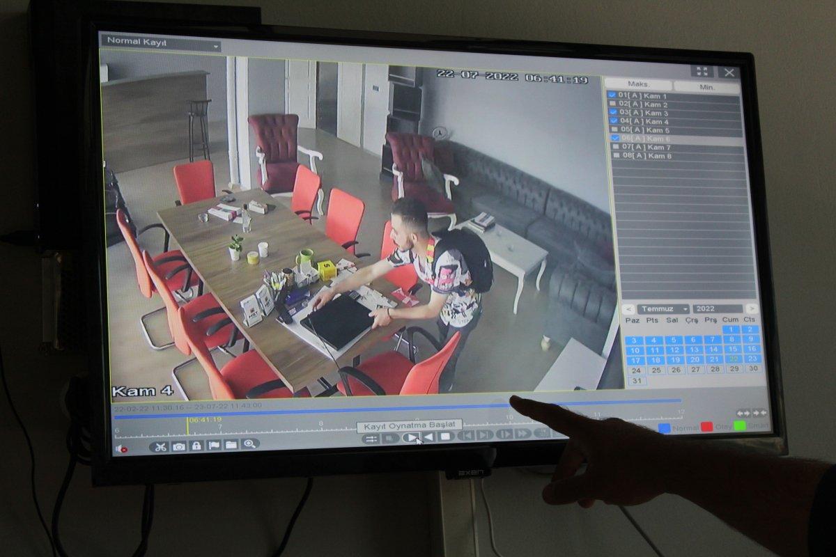Gaziantep'te lavabo ihtiyacı için geldiği iş yerinden laptop çaldı