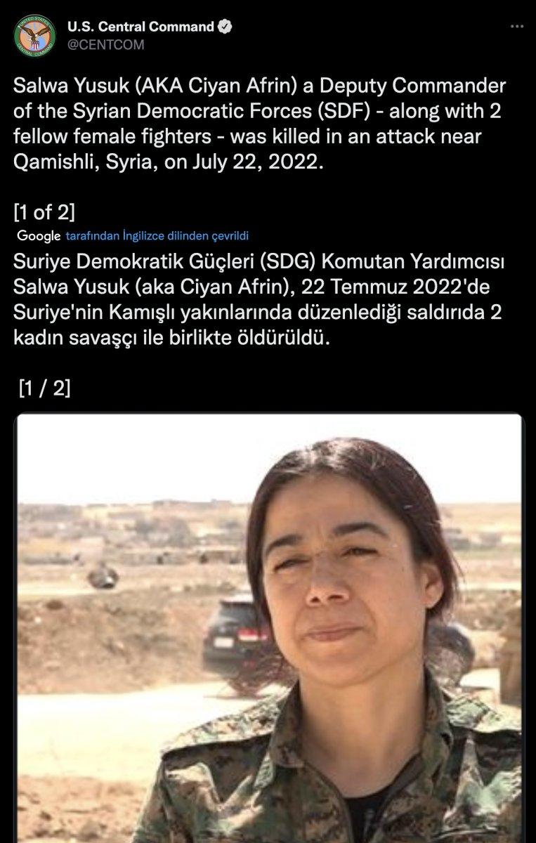 ABD, Suriye'de öldürülen terörist için taziye mesajı yayınladı