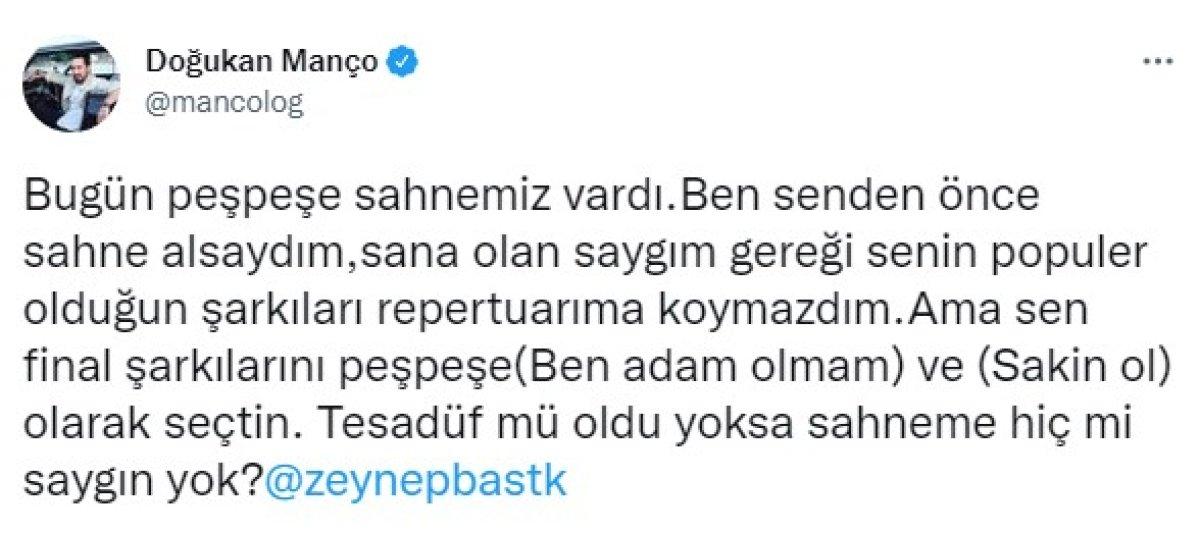 Doğukan Manço'dan Zeynep Bastık'a tepki