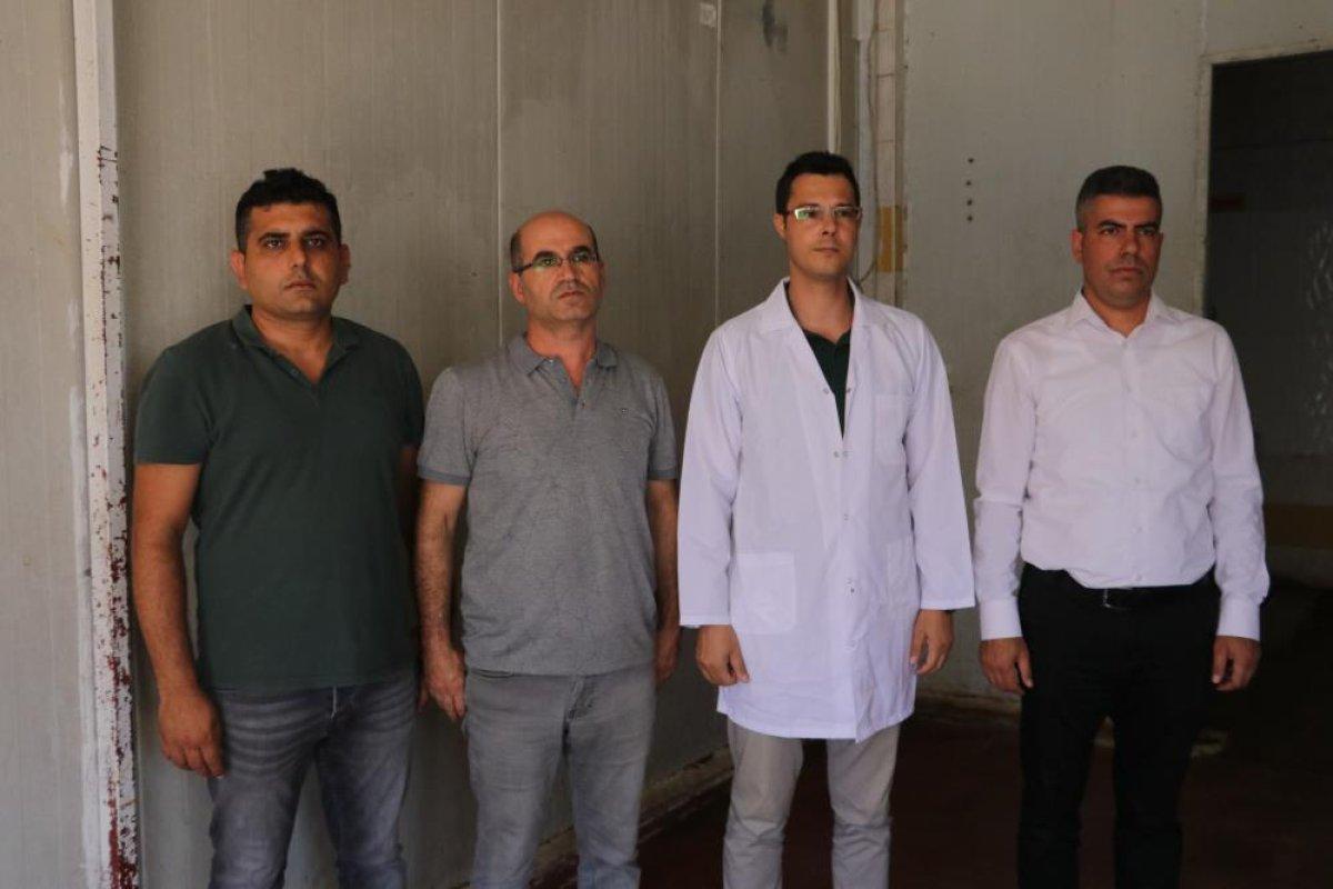 Adana'da mezbahada üstleri çıplak kişiler, sigara içip tavuk kesti