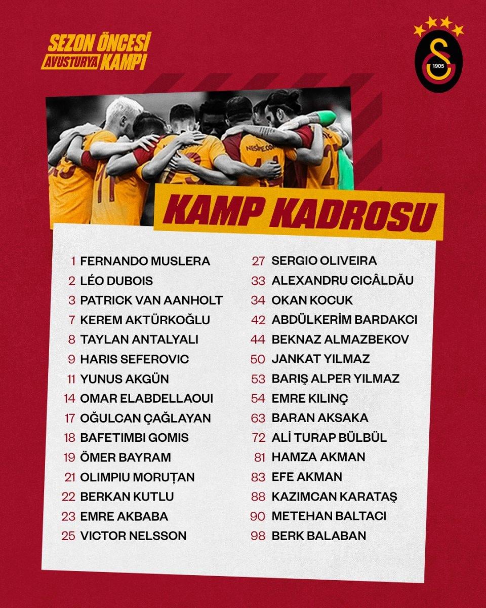 Galatasaray'da ikinci etap kamp kadrosu belli oldu
