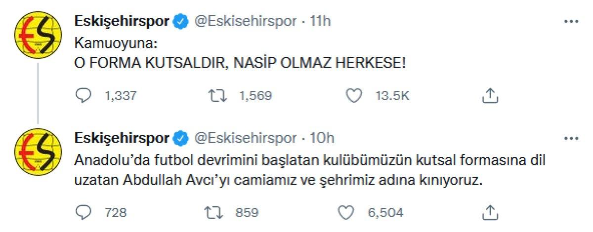 Eskişehirspor'dan Abdullah Avcı'ya sert tepki