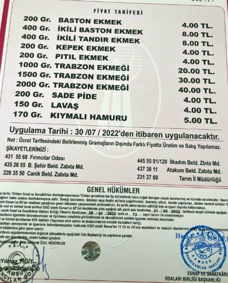 Samsun'da ekmek 4 lira oldu