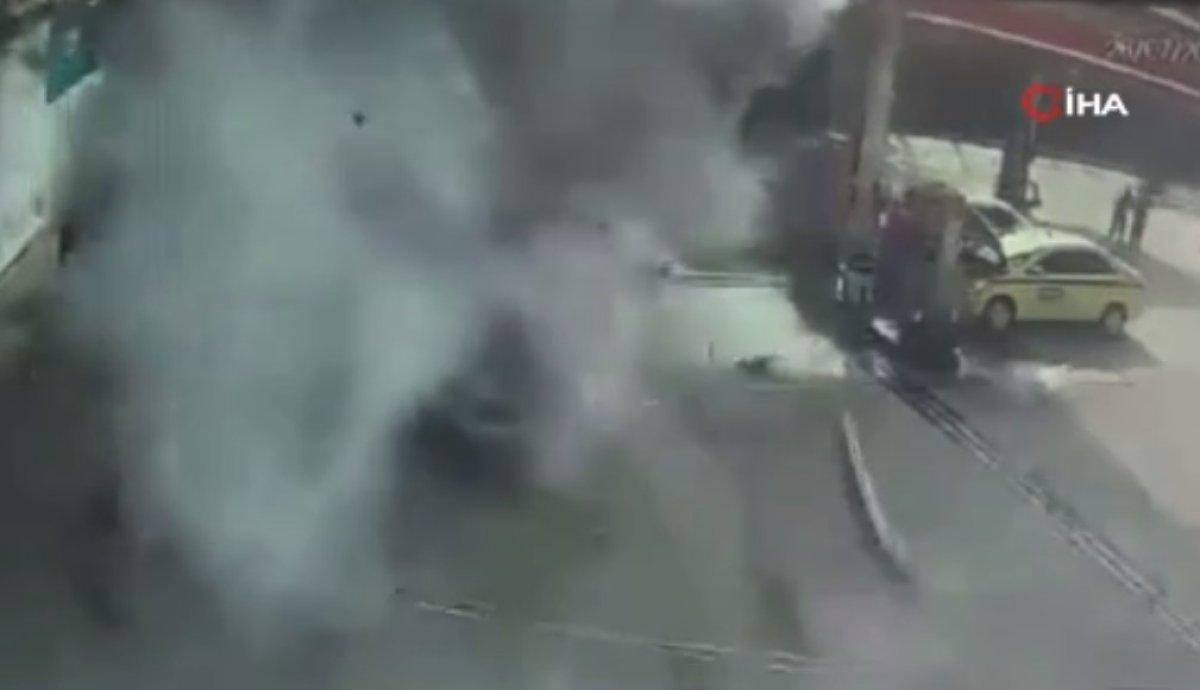 Brezilya'da dolumu yapılan otomobilin LPG tankı patladı