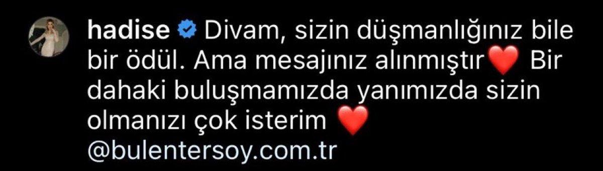 Bülent Ersoy'dan Hadise'ye: Düşmanım ilan edebilirim