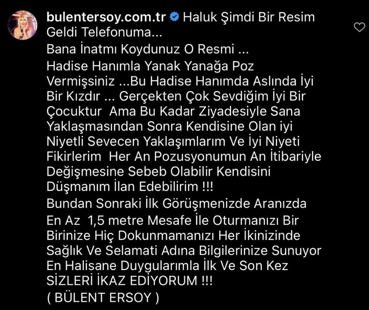 Bülent Ersoy'dan Hadise'ye: Düşmanım ilan edebilirim
