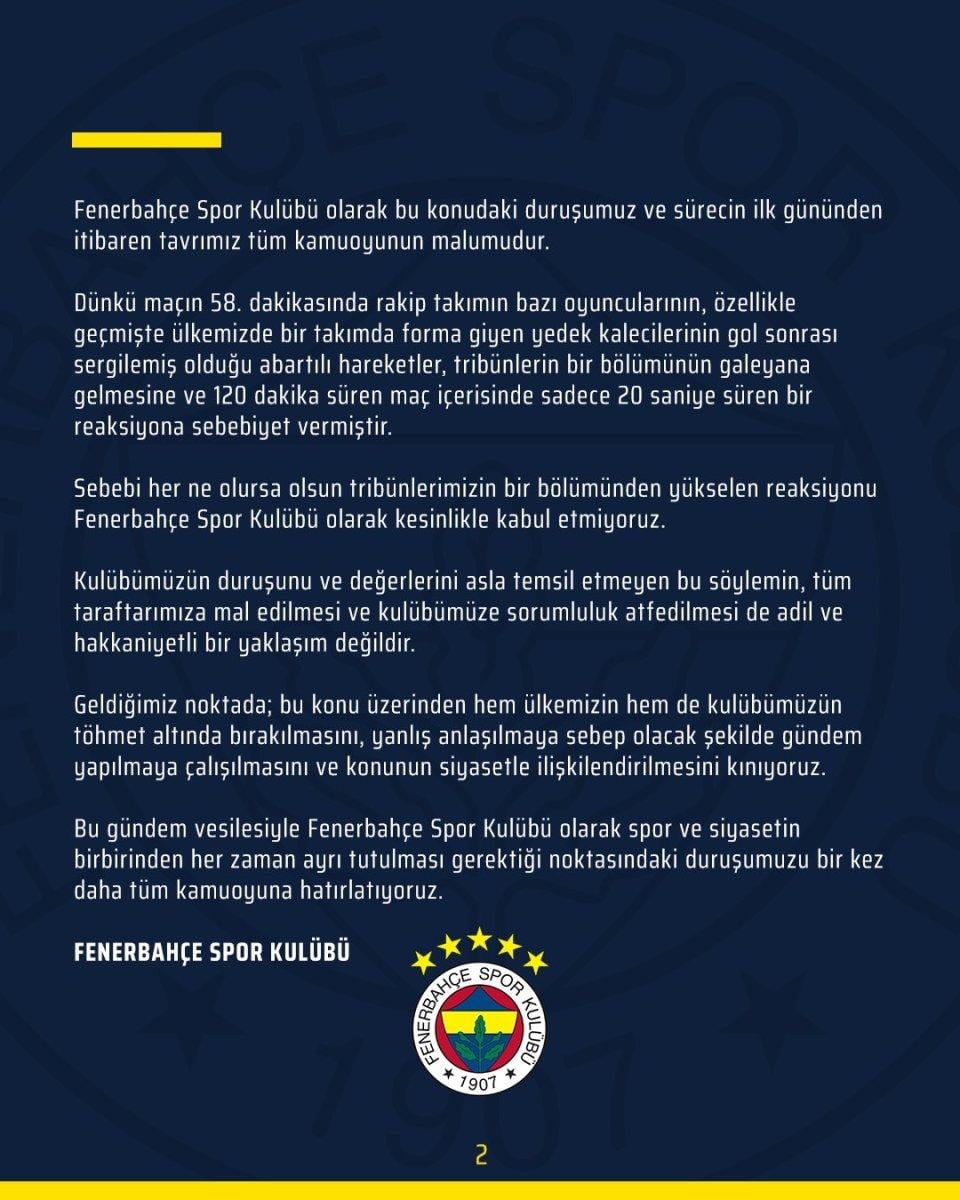 Fenerbahçe'den Ukrayna açıklaması