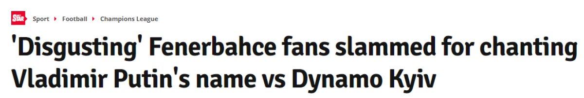Fenerbahçe taraftarının 'Vladimir Putin' tezahüratı dünya basınında