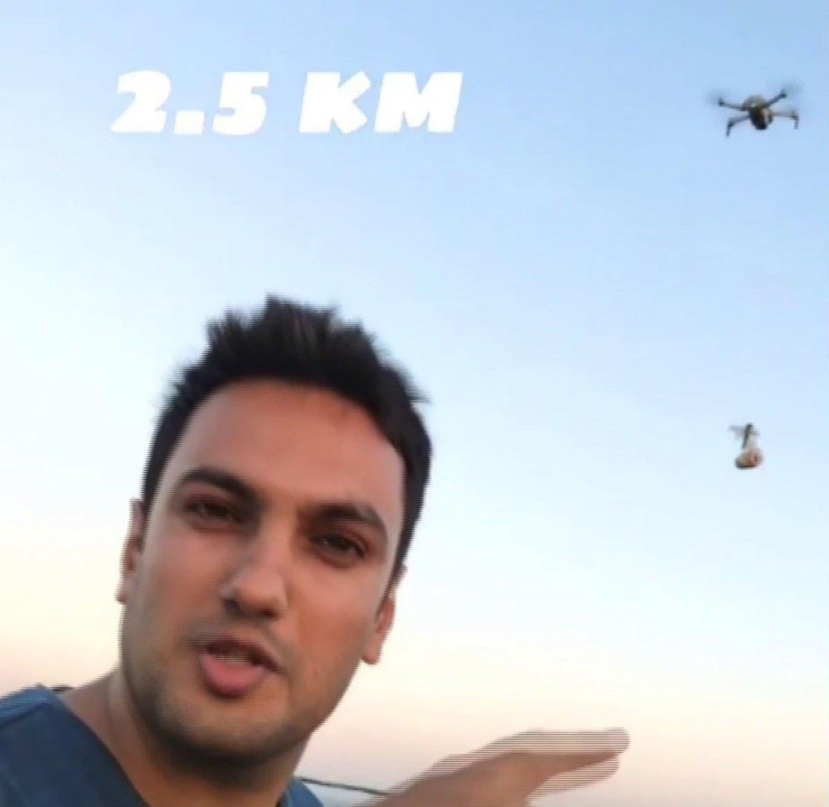 Adana'da acıkan kuzenine drone ile kebap gönderdi