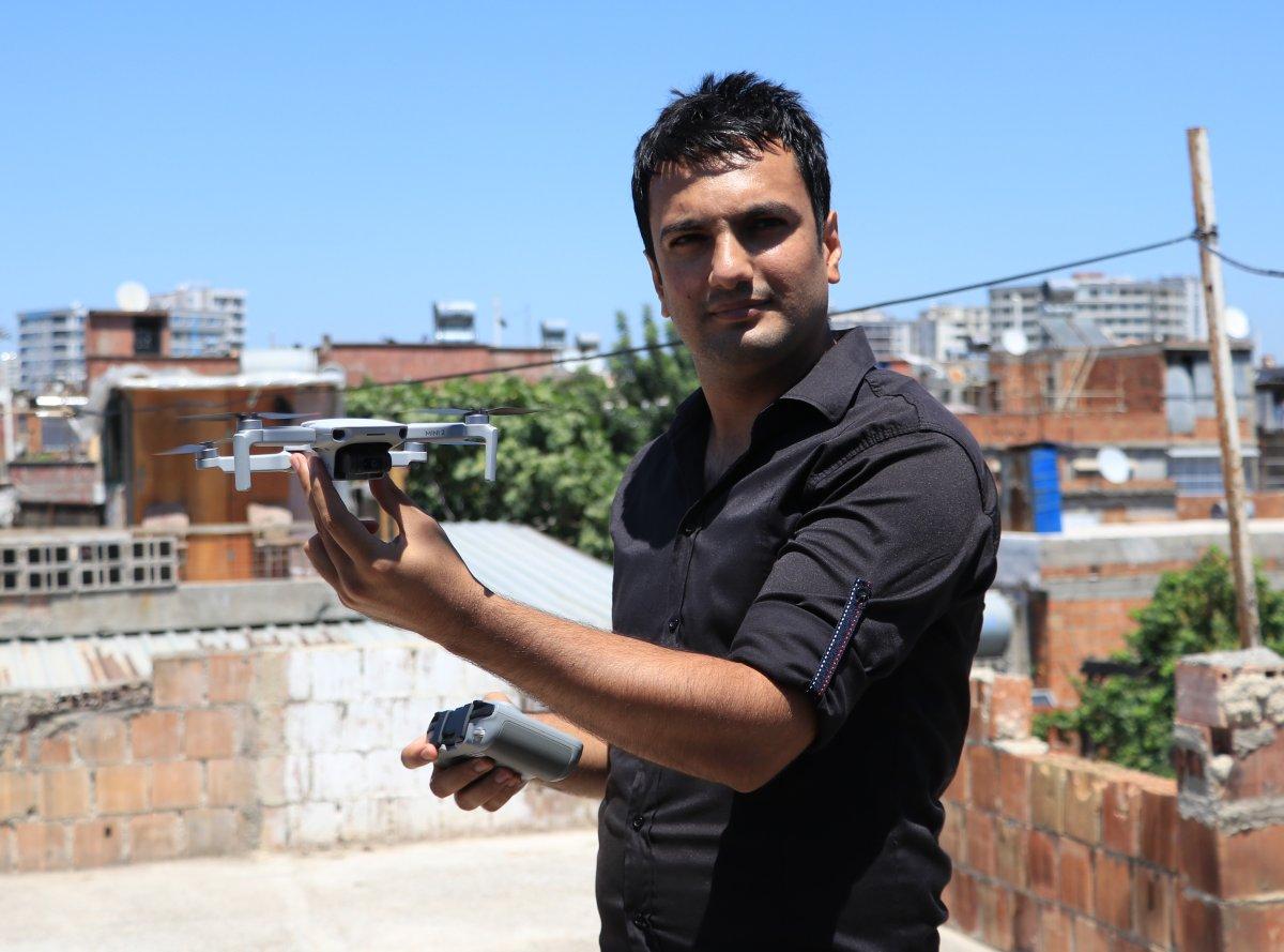 Adana'da acıkan kuzenine drone ile kebap gönderdi