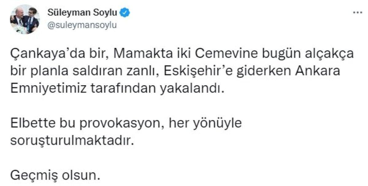 Ankara'da 3 ayrı Cemevine saldıran şüpheli yakalandı