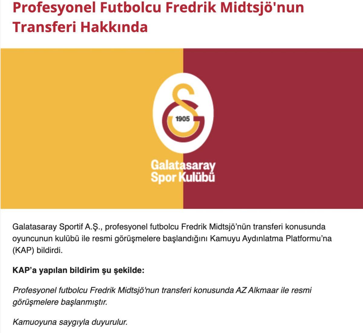 Galatasaray, Fredrik Midtsjö transferini açıkladı