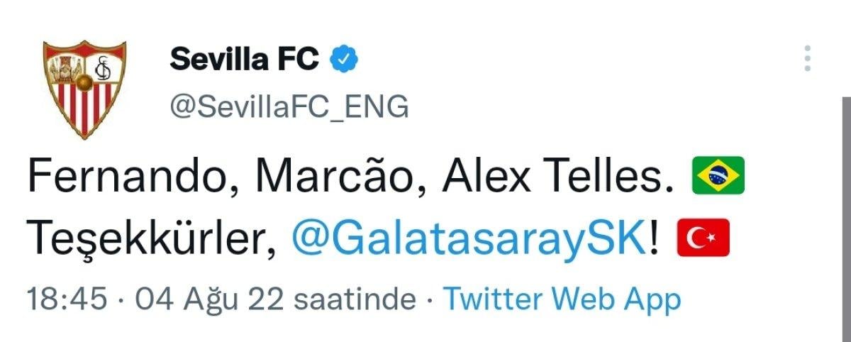 Galatasaray'dan Sevilla'ya kupalı gönderme