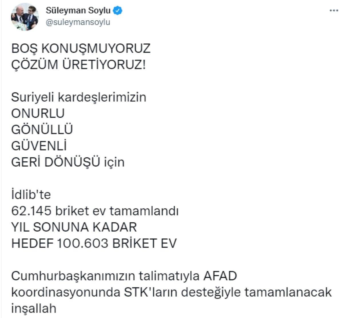 İdlib'de, 62 bin 145 briket evin yapımı tamamlandı