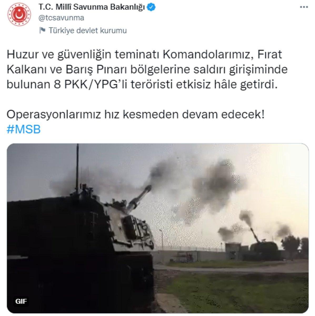 Harekat bölgelerinde 8 terörist etkisiz hale getirildi