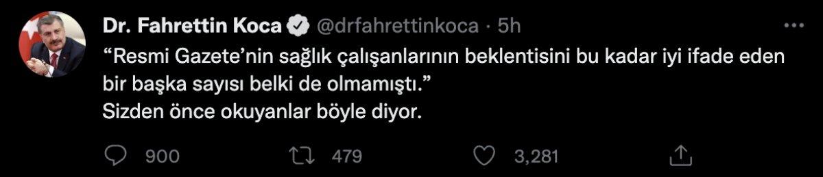 Fahrettin Koca'dan sağlıkçıları heyecanlandıran paylaşım