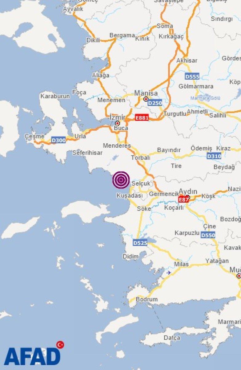 Aydın Kuşadası'nda 3.9 büyüklüğünde deprem
