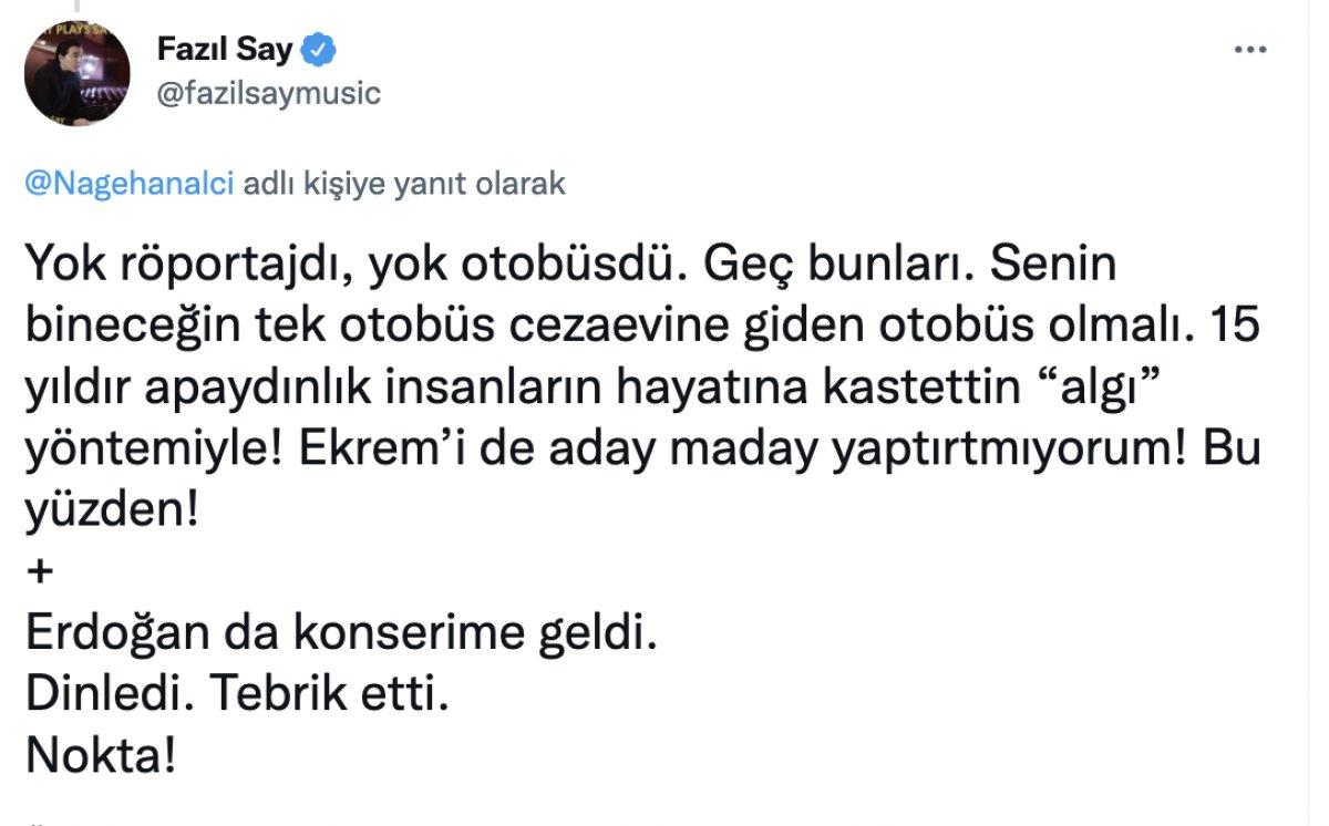 Fazıl Say'dan Nagehan Alçı'ya nefret dolu sözler