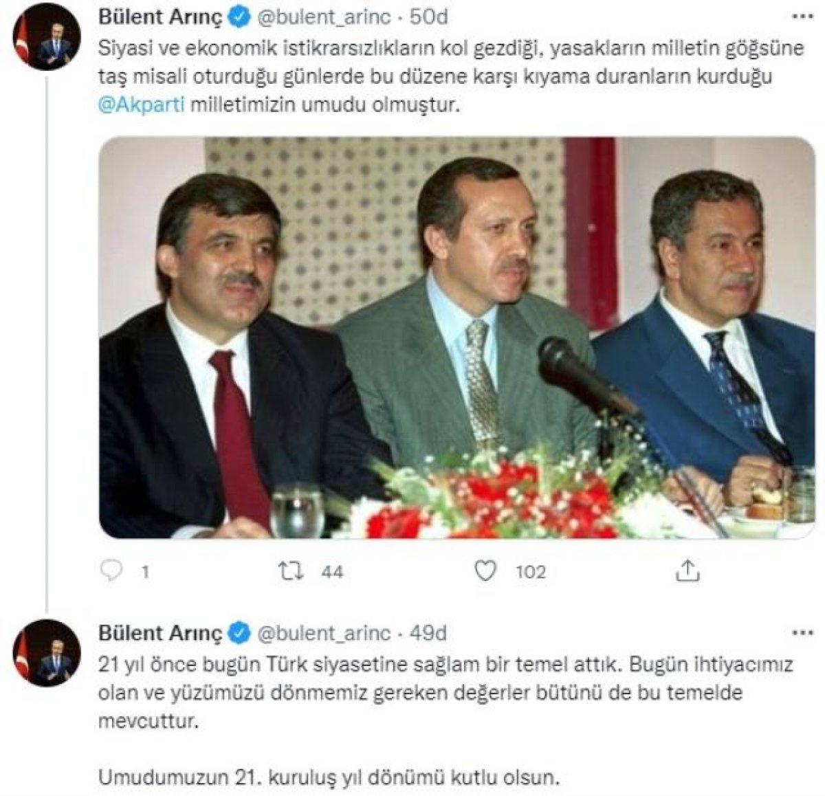 Bülent Arınç'tan AK Parti'nin kuruluş yıl dönümüne özel paylaşım