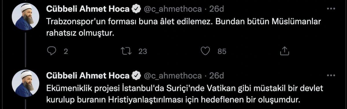 Cübbeli Ahmet Hoca'dan Fener Rum Patriği Bartholomeos'un karşılanmasına tepki