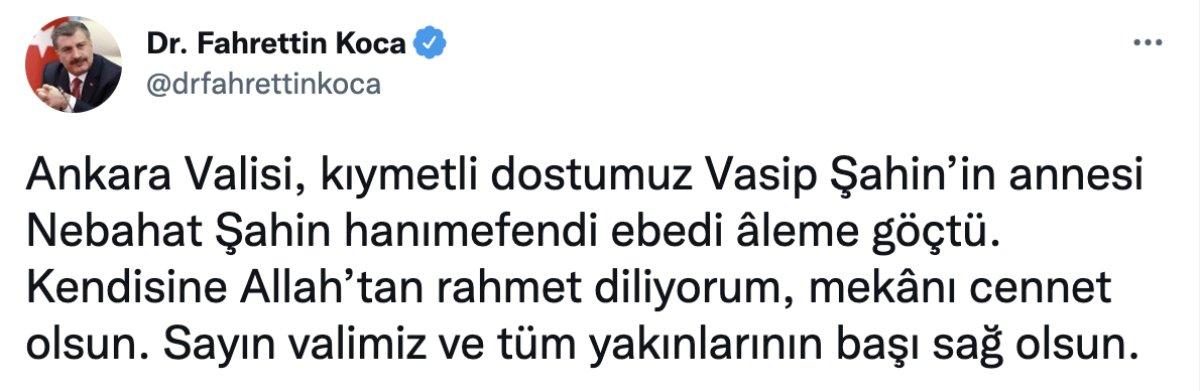 Ankara Valisi Vasip Şahin'in acı günü