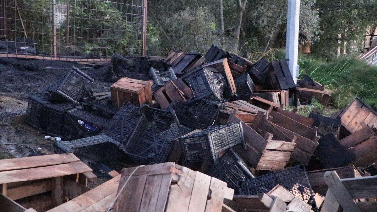 Samsun'da halde yangın: Ahşap kasalar küle döndü