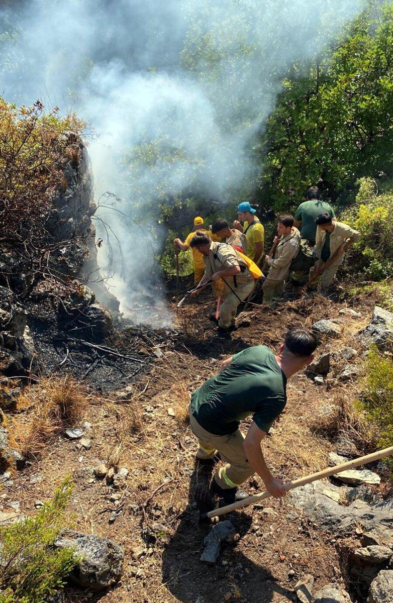 Muğla'da Bedri Rahmi Koyu'nda çıkan orman yangını büyümeden söndürüldü