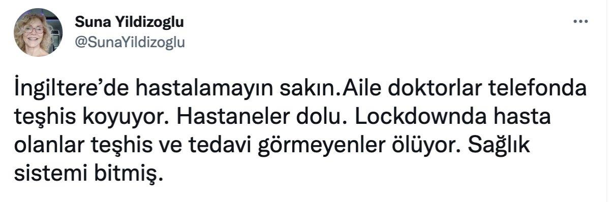 Suna Yıldızoğlu, İngiltere'deki sağlık sistemini eleştirdi