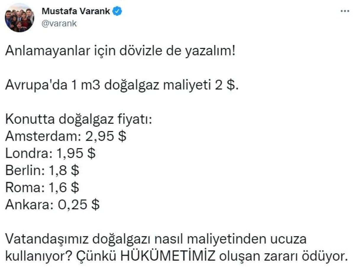 Mustafa Varank, Avrupa'da doğalgazın maliyetini dolarla paylaştı