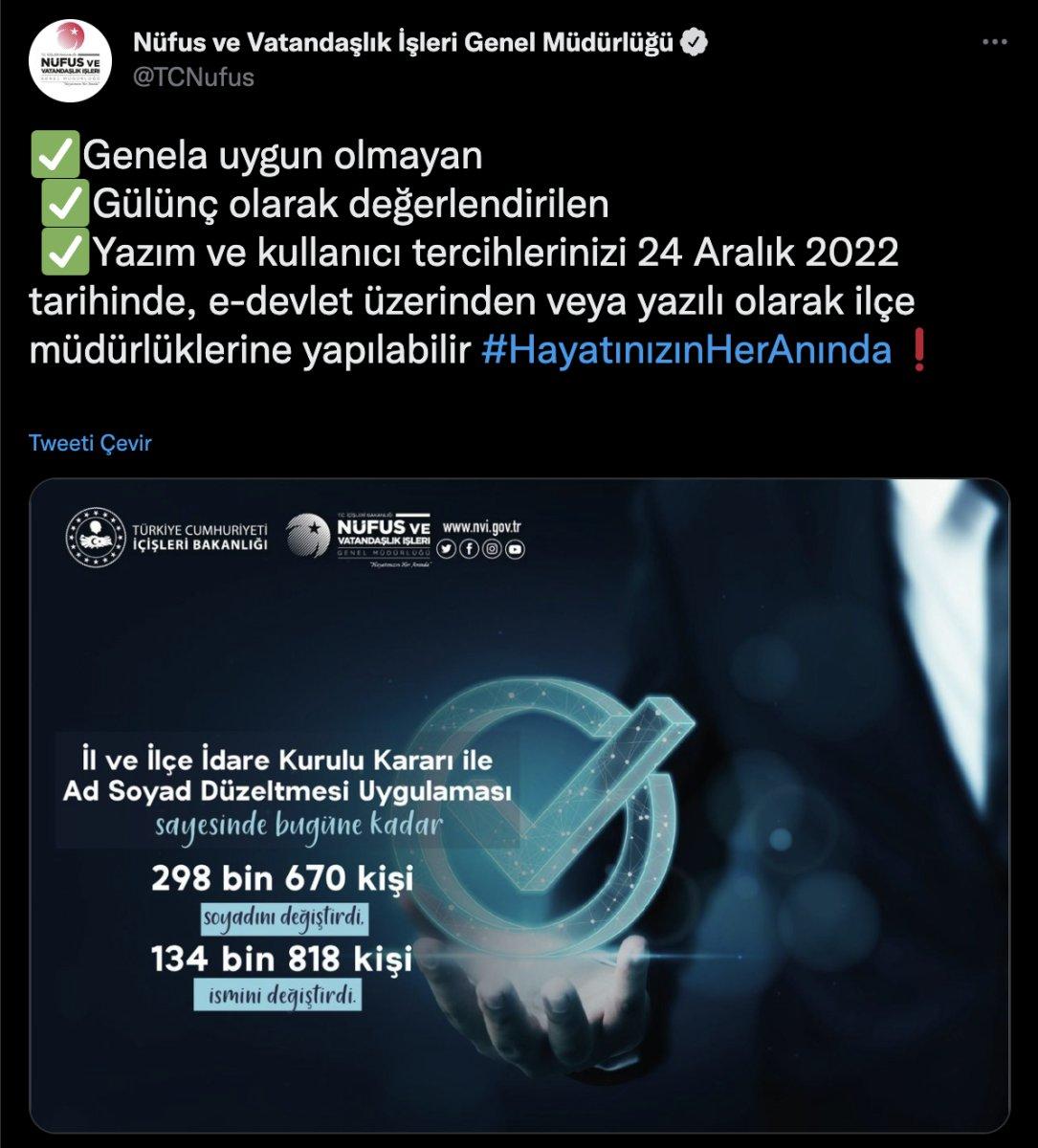 Ad ve soyad değişiklik başvuruları e-Devlet'ten de yapılabilecek