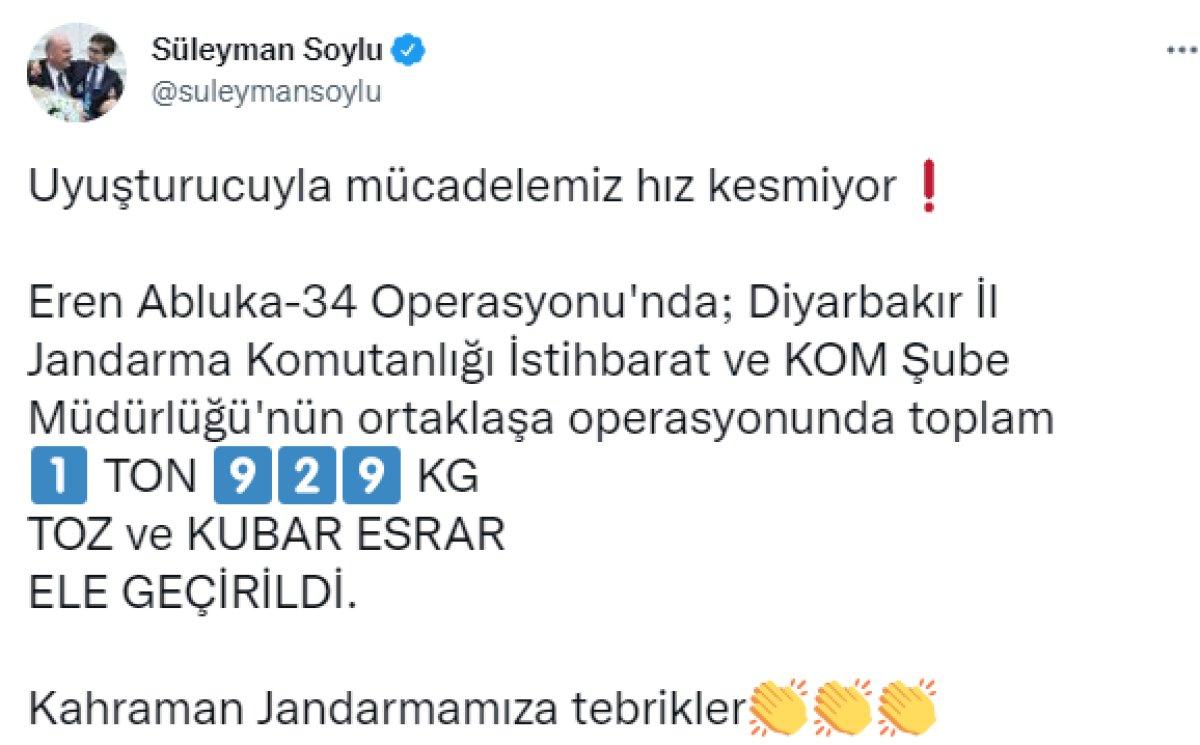 Bakan Soylu: Uyuşturucuyla mücadelemiz hız kesmiyor